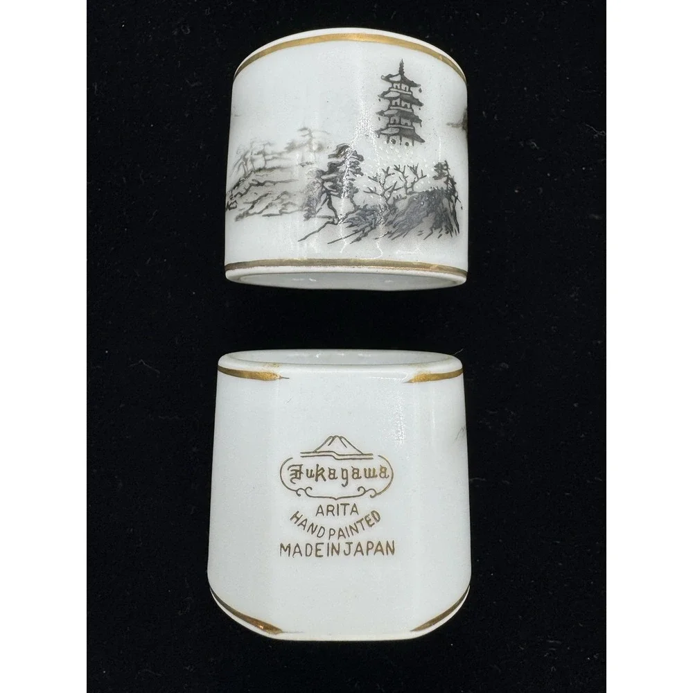 Napkin Ring Fukagawa Arita Hand Painted Napkin‎ Ring Gold Rim Japan Porcelain